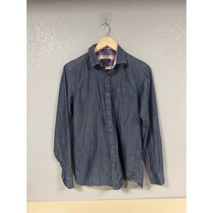 Ted Baker‎ London Womens Denim Chambray Band Collar Shirt Size 2